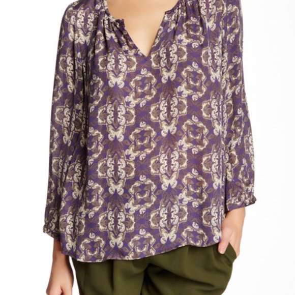 Joie Zambezi Blouse Blue Butterfly Silk Top - Picture 2 of 14